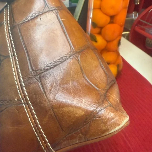 Dooney & Bourke Croc-Embossed Brown Shoulder Bag - Picture 4 of 16